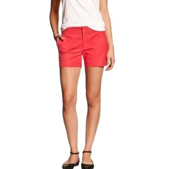 Banana Republic Womens Red Hampton Fit Shorts Size 14 Cotton Blend Twee Preppy - Picture 4 of 13